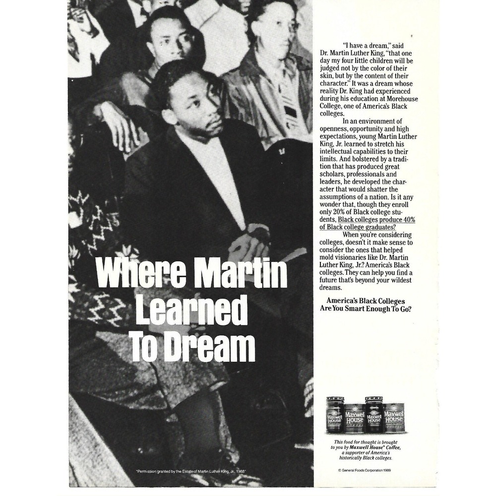Vintage 1989 Maxwell House Coffee Print Ad Martin Luther King Jr MLK Ebony 8x10